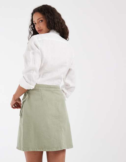 Vero Moda denim wrap mini skirt in laurel green, 4 of 5