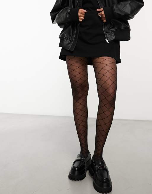 ASOS DESIGN mock over the knee tights with bum and tum support in black