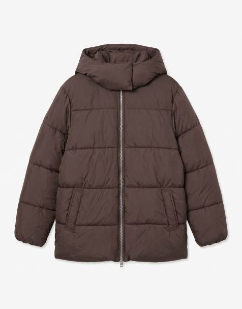 Vero Moda Dina lightweight puffer hooded jacket in brown - view 1