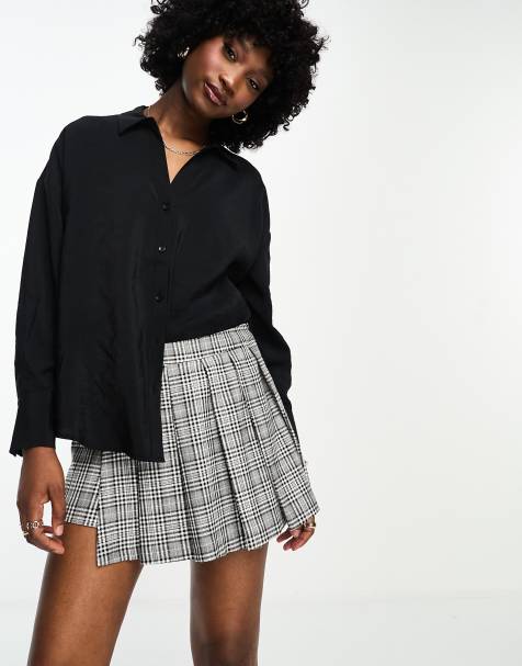 Vero Moda dip hem oversized shirt in black - view 1