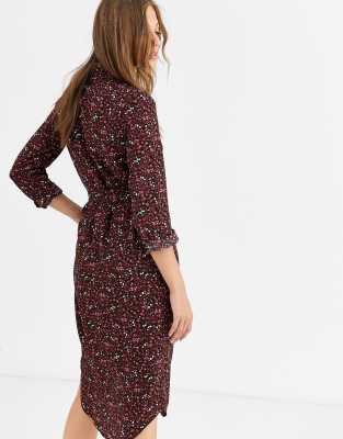 floral shirt dress midi