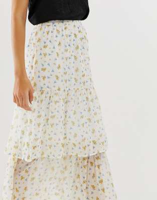 ditsy tiered maxi skirt