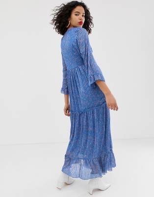 vero moda ditsy tiered maxi dress