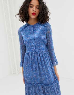 vero moda ditsy tiered maxi dress