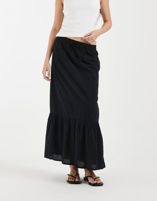 Vero Moda dobby texture boho maxi skirt in black, 3 of 5