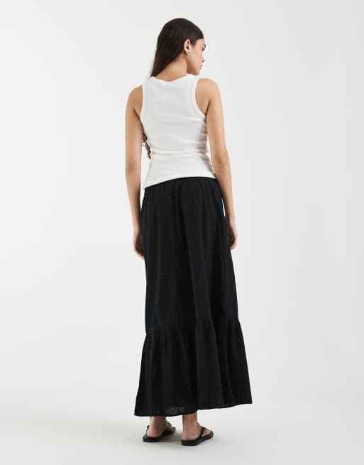 Vero Moda dobby texture boho maxi skirt in black, 5 of 5