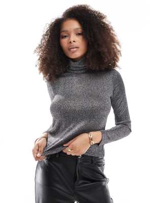 Vero Moda - Dolcevita in jersey argento glitterato - view 1