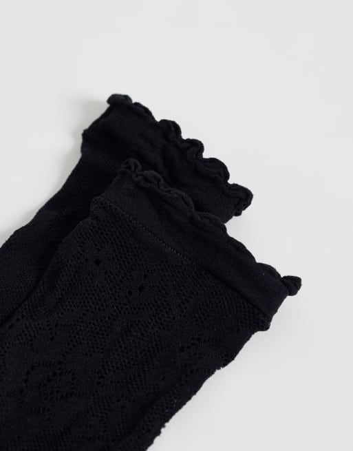 Vero Moda doorschijnende sokken met geschulpte rand in zwart, 3 van 3