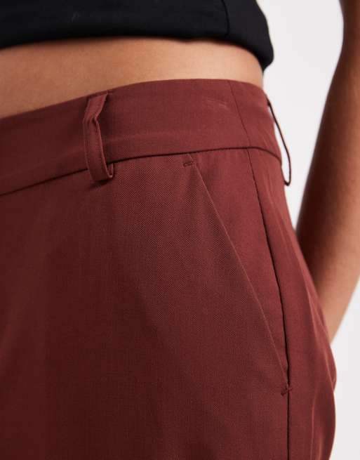 Vero Moda – Dopasowane bordowe spodnie z prostymi nogawkami, część zestawu, 5 z 5