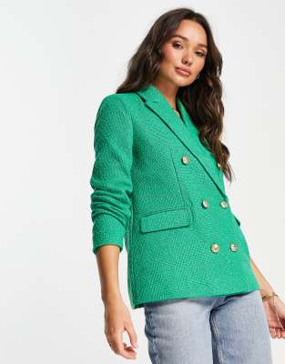 Vero Moda double breasted boucle blazer in green ASOS