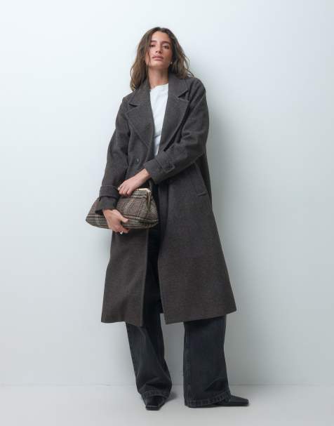 Vero Moda double breasted formal maxi coat in chocolate brown melange - view 1