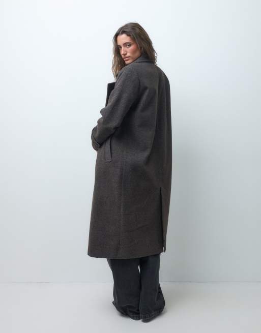 Vero Moda double breasted formal maxi coat in chocolate brown melange, 2 of 4