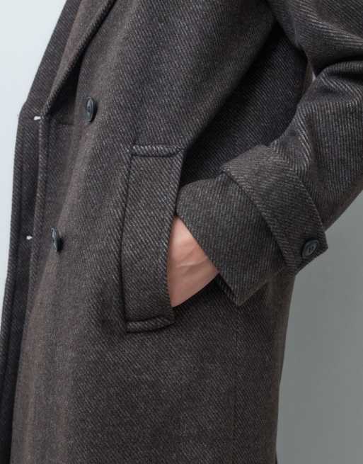 Vero Moda double breasted formal maxi coat in chocolate brown melange, 4 of 4