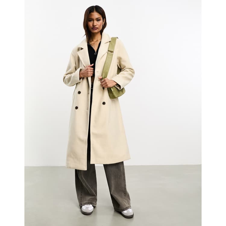 Vero Moda double breasted maxi coat in cream