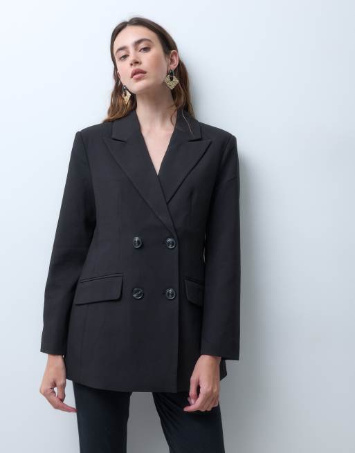 Vero Moda double breasted tailored blazer co-ord in black, 2 of 4