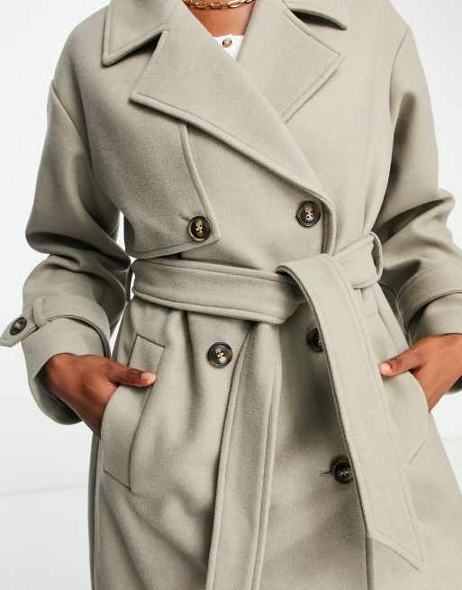 Vero Moda double breasted trench coat in pale khaki