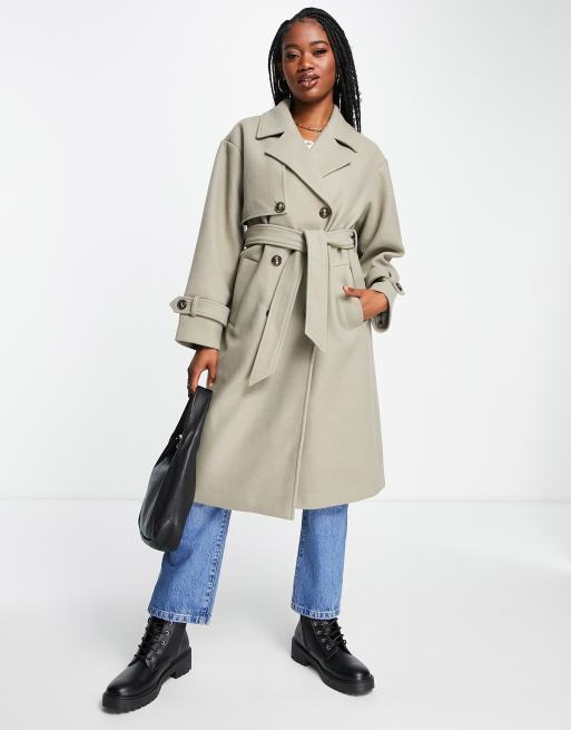 piloot Lima Schandelijk Vero Moda double breasted trench coat in pale khaki | ASOS