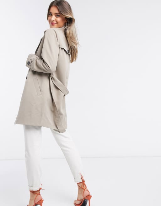 Raffinaderi Skoleuddannelse porcelæn Vero Moda double breasted trench coat with tie belt in beige | ASOS