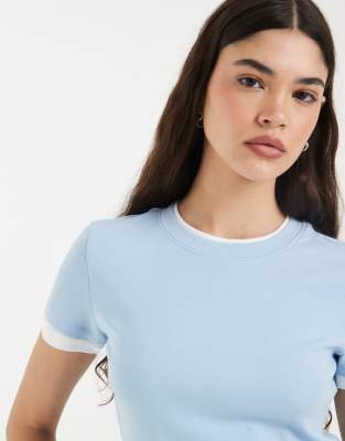 Vero Moda Double Layer Binding Detail T-shirt In Blue