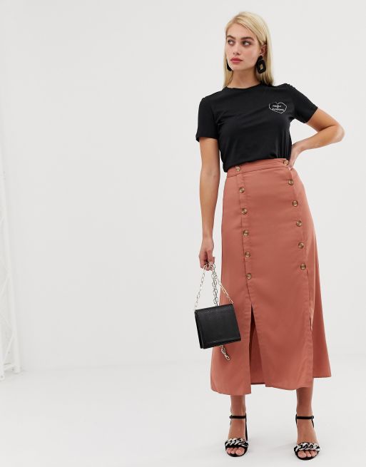 Button front midaxi clearance skirt