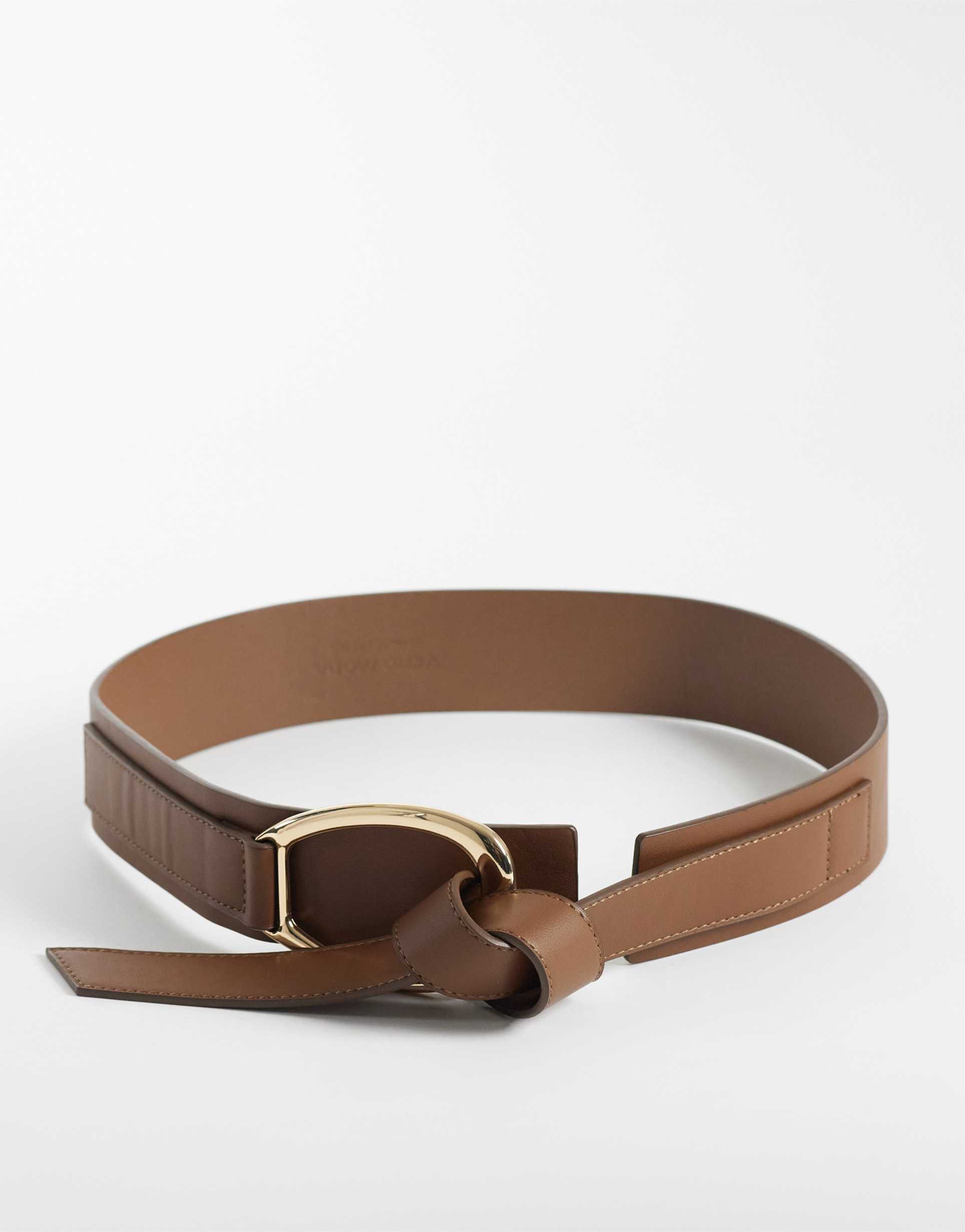 vero moda double tie detail chunky belt in brown