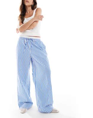 Vero Moda Vero Moda double waistband detail wide leg trouser in blue stripe