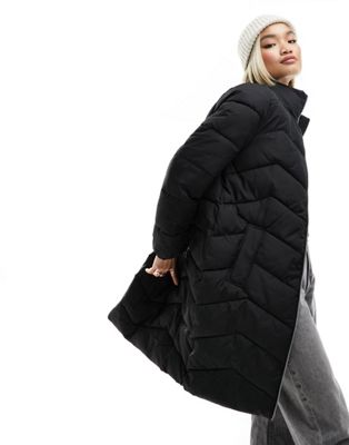 Vero Moda longline puffer coat in black - ASOS Price Checker