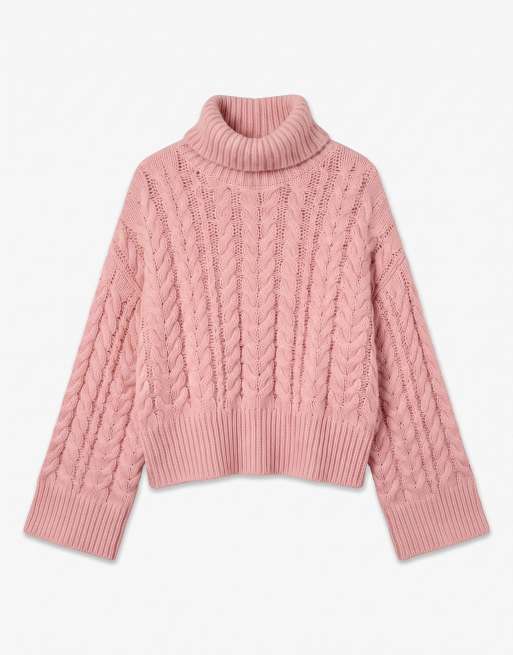 Vero Moda Dream gerippter Oversize-Pullover mit Rollkragen, Strick und überschnittenen Schultern in Rosé, 5 von 6