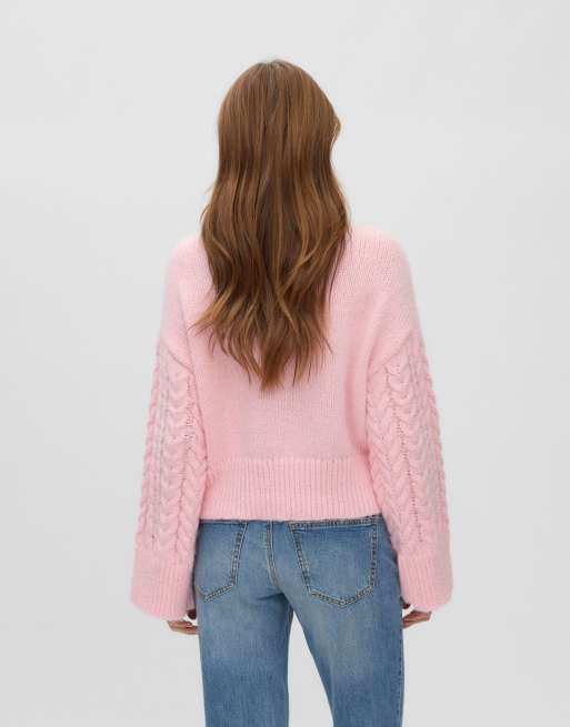 Vero Moda Dream ribbad oversize polotröja med sänkt axelsöm i rose shadow, 2 av 6