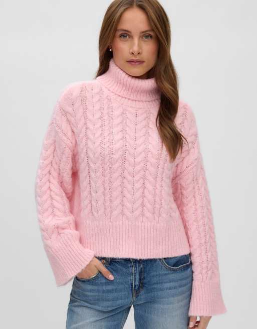 Vero Moda Dream ribbad oversize polotröja med sänkt axelsöm i rose shadow, 3 av 6