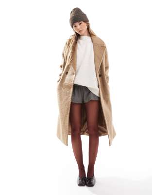 Vero Moda drop shoulder tailored coat in camel-Neutral