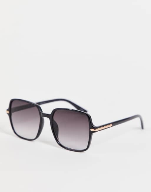 Vero Moda – Duże kwadratowe okulary przeciwsłoneczne w czarnym kolorze 
