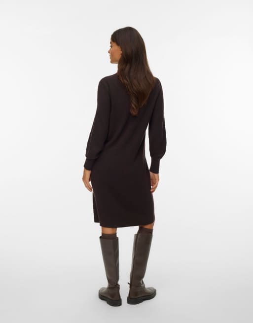 Vero Moda dzianinowa sukienka w kolorze chocolate torte, 2 z 5