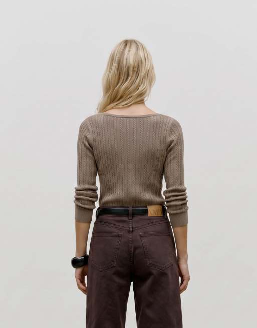 Vero Moda dzianinowy top w kolorze fossil, 2 z 5