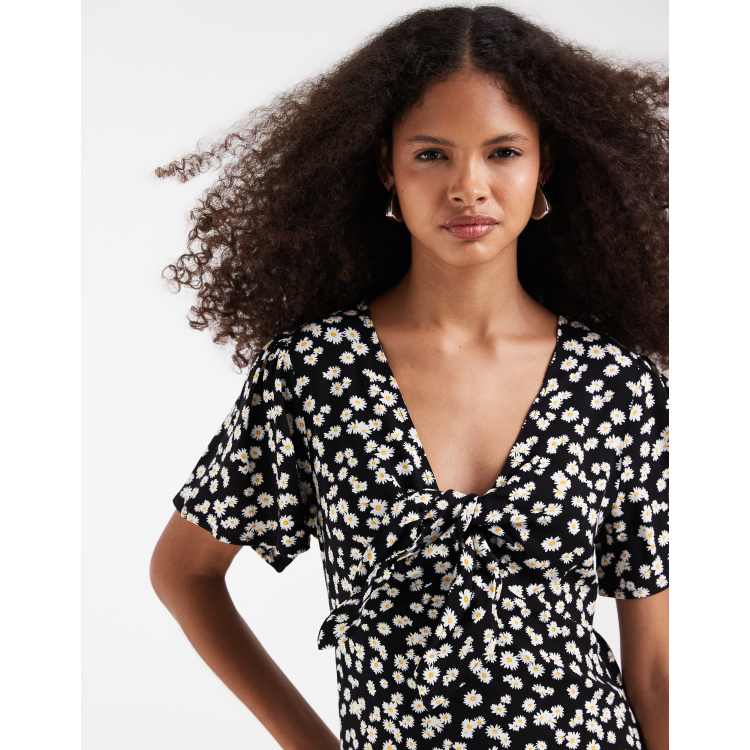VERO MODA Abito Corto Vmeasy Joy Con Maniche A 3/4 E Scollo A V - Nero, Taglia XS, Abito Leggero Primaverile Con Volant
