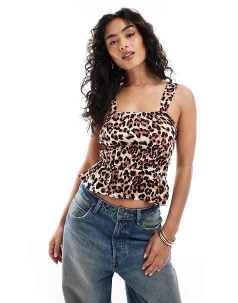 Vero Moda – Easy – Leopardmönstrad, ärmlös topp med smock - view 1