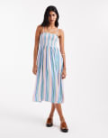 [Vero Moda] Vero Moda Easy shirred cami ankle dress in candy stripe-White M Snow white stripe