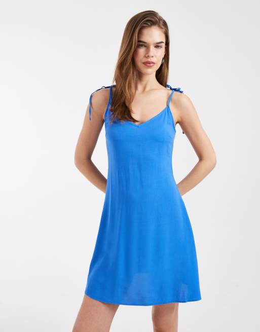 Vero Moda Easy tie shoulder cami mini dress in nebulas blue, 2 of 4