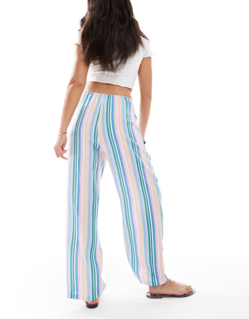 Vero Moda Easy tie waist wide leg trousers in candy stripe, 2 of 5