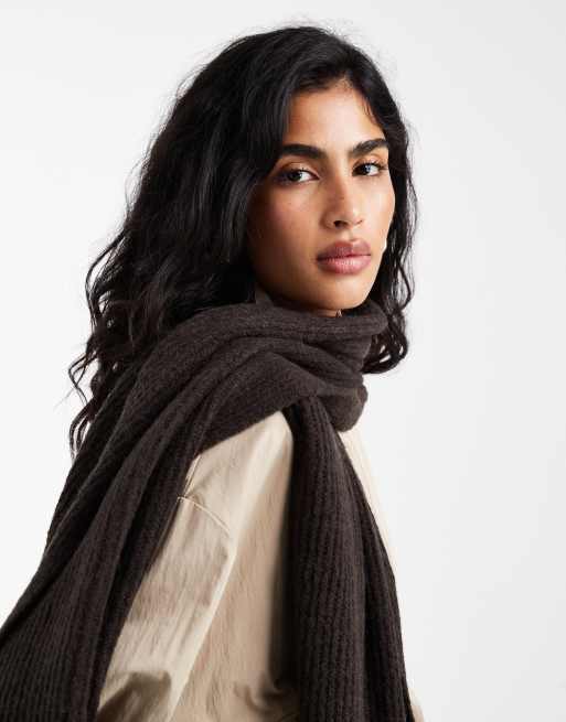 Vero Moda - Écharpe côtelée - Chocolat chiné, 2 de 3