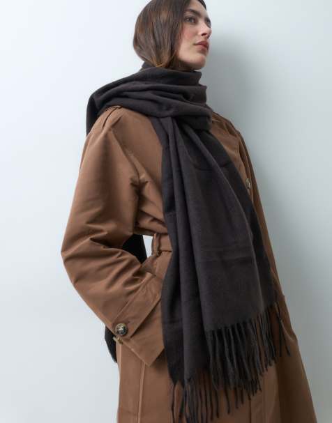 Vero Moda écharpe en maille à franges marron chocolat - view 1