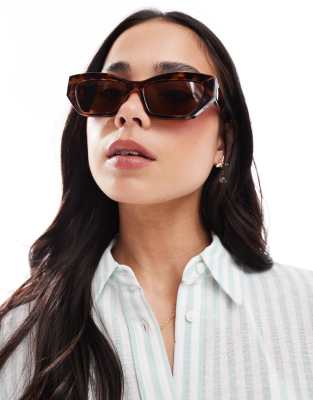 Vero Moda - Eckige Cateye-Sonnenbrille in Schildpattoptik-Braun