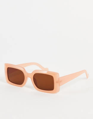 Vero Moda - Eckige Oversize-Sonnenbrille in Blassrosa-Neutral