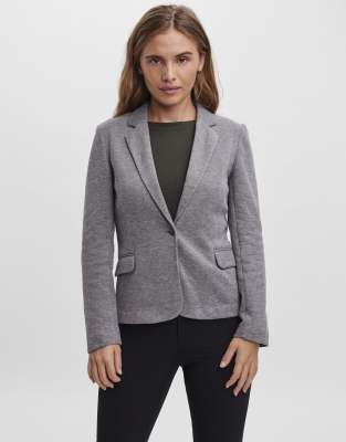 Vero Moda - Einreihiger Blazer in totale Finsternis-Grau