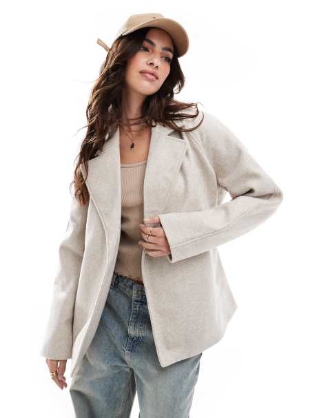 Vero Moda belted short formal jacket in cream