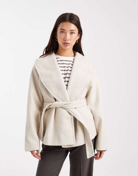 Vero Moda belted short formal jacket in cream