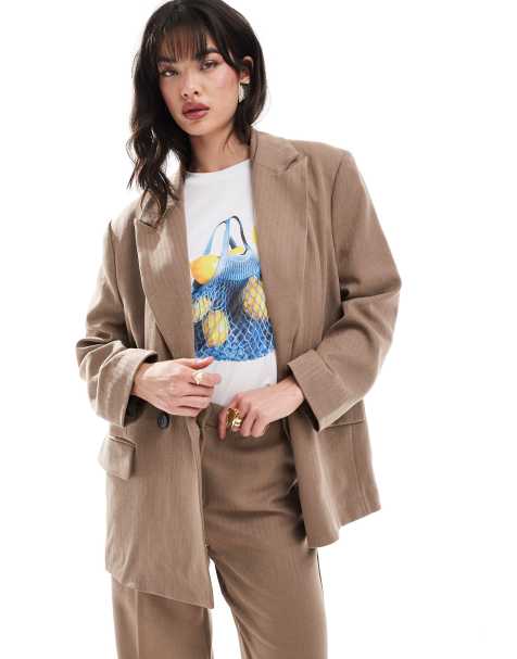 Vero Moda – Elegancka marynarka w jodełkę w kolorze mokki, część zestawu - view 1