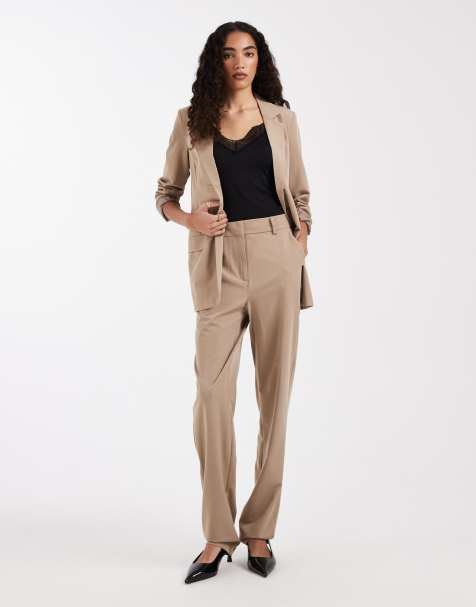 Vero Moda - Elegante broek met rechte pijpen in beige, deel van co-ord set - view 1
