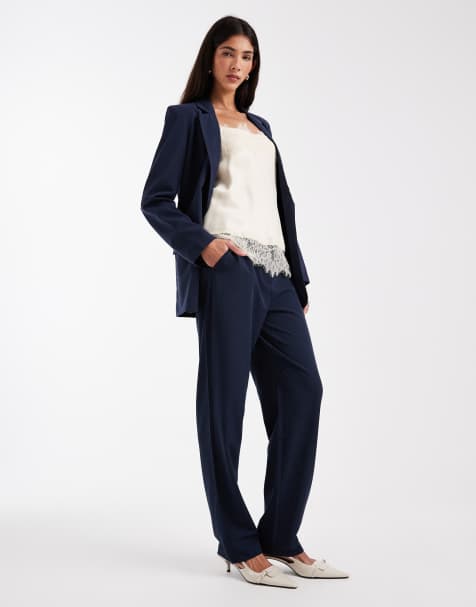 Vero Moda - Elegante broek met rechte pijpen in marineblauw, deel van co-ord set - view 1