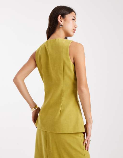 Vero Moda - Elegante gilet met O-hals in chartreuse, deel van co-ord set, 2 van 4